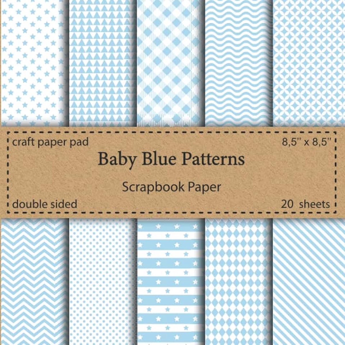 Paper: Craft Paper Pad | 10 Designs Blue and White Patterned Paper Pack 20 Sheets 8.5 x 8.5 | Baby Boy Scrapbook Paper | ... DIY Crafts, Gift Wrapping, Stationery Making