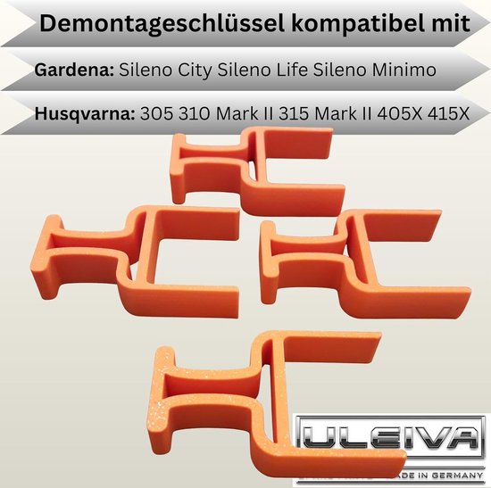 4 stuks demontagegereedschap, gereedschap, sleutel, oranje, compatibel met robotmaaier Gardena SILENO City Life Minimo & Husqvarna 305 310 Mark II 315 Mark II 405X 415X — afbeelding 3