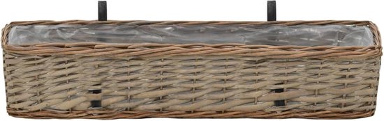 Balkonbloembak 2 stuks wilgentenen met PE-voering 80 cm, bloempotten plantenbakken bloembakken voor balkon reling 287642 — afbeelding 2