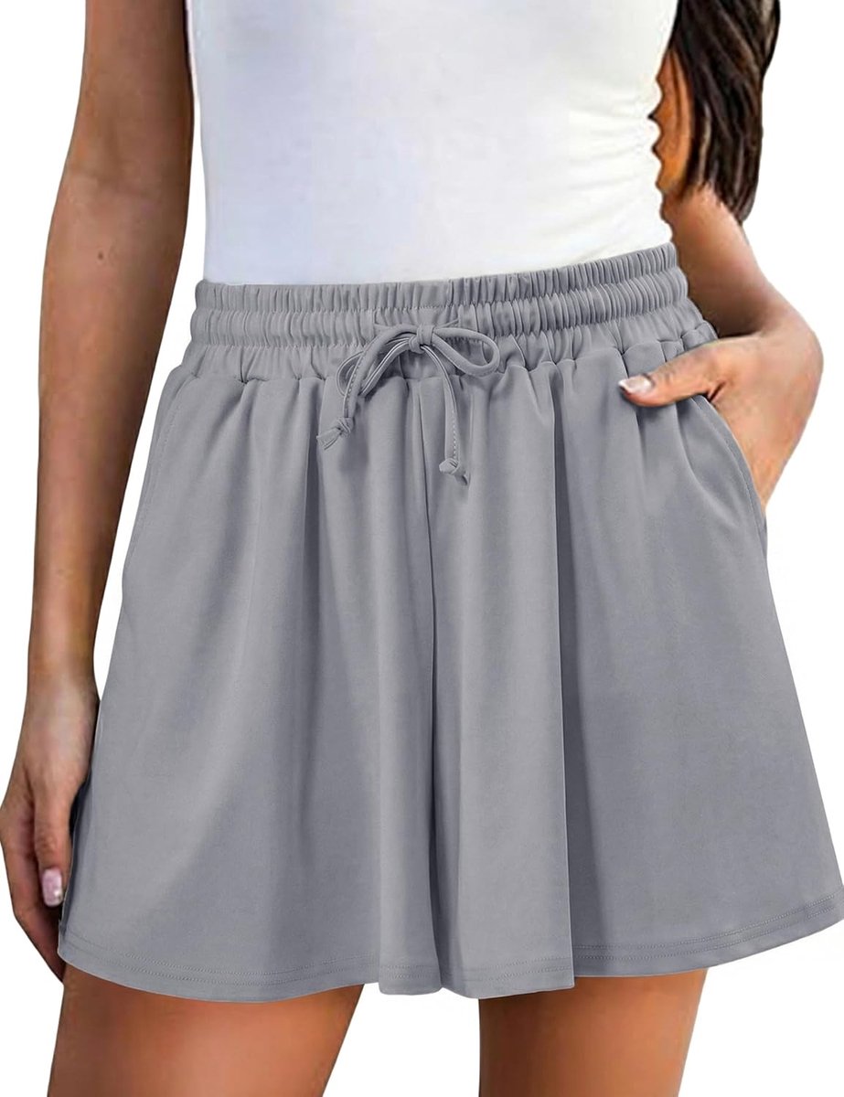 Zomer hoge taille wijde pijpen shorts losse pasvorm casual lounge broek met zakken dames strand vakantie shorts