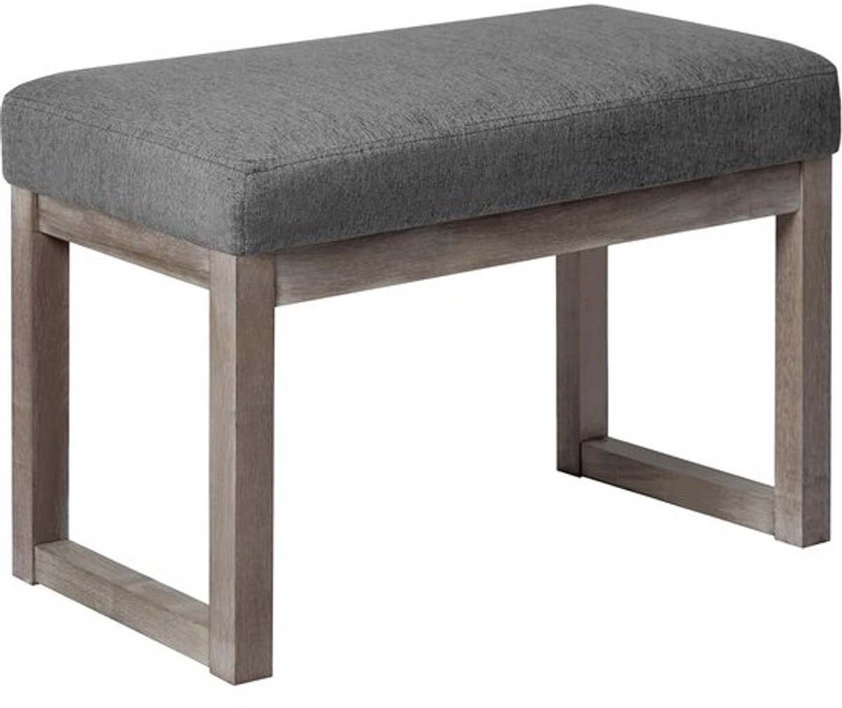 27 Inch Brede Rechthoekige Ottomaanse Poef voor Woonkamer en Slaapkamer - Grijze Linnen Look