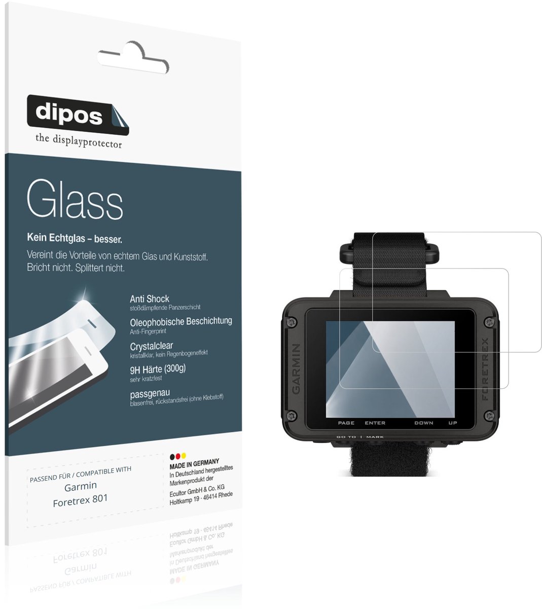 dipos – 2x Pantserfolie geschikt voor Garmin Foretrex 801 | 9H Screenprotector