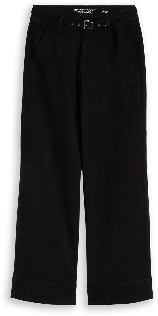Tom Tailor - TTLUNA WIDE-jeans met riem - Maat 26/32 - black denim