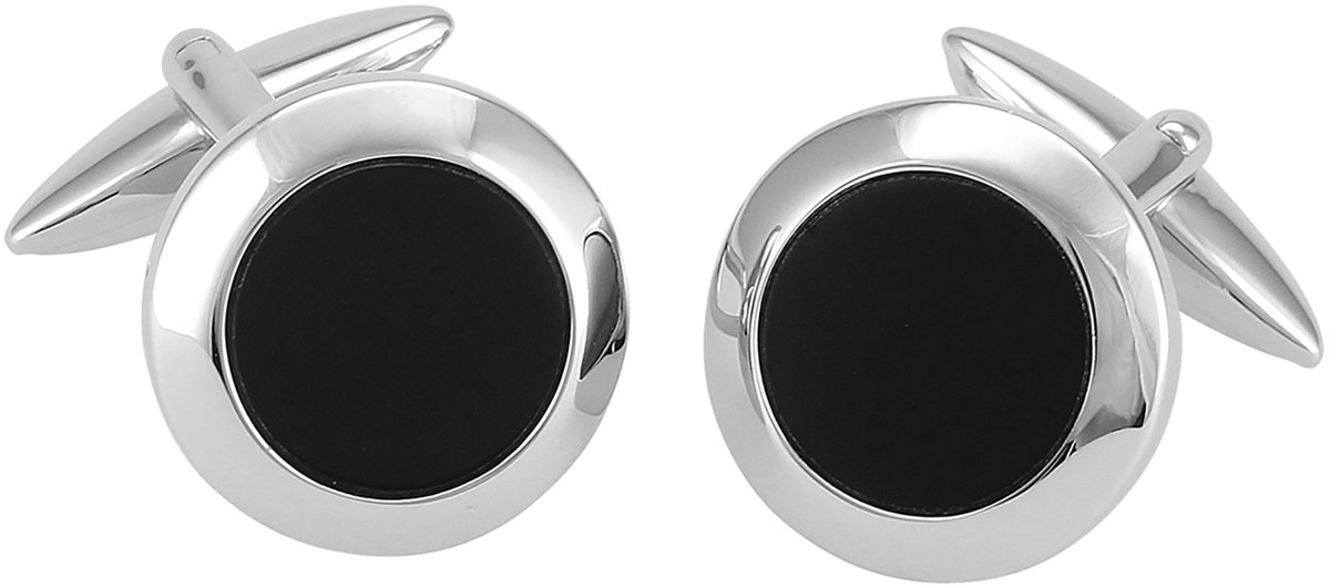 LINDENMANN heren manchetknopen Onyx - zilverkleurig