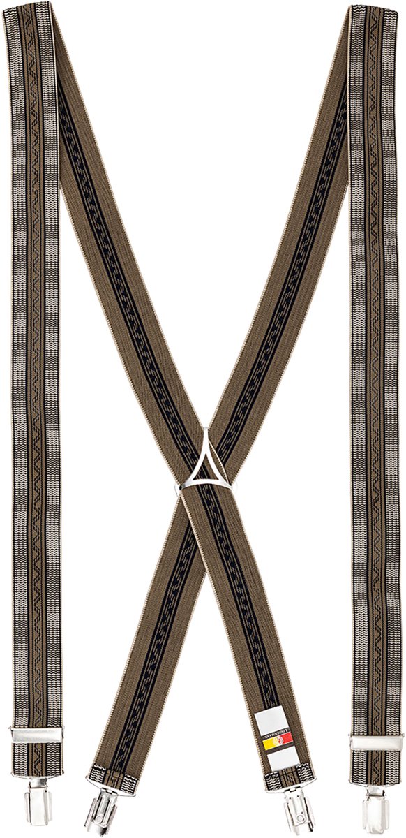 LINDENMANN heren bretels X-vorm - beige dessin