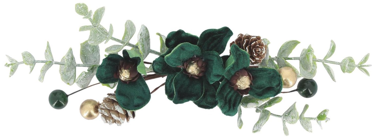 ARTYFETES - Elegance bloemdecoratie donkergroen en goud 23 cm