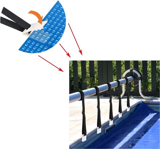 Universele Pool Cover Roll Bevestigingen - Solar Cover Reel Bevestigingsset voor Efficiënte Zwembadbedekking en Roll-Up Systeem met Fixeergordels — afbeelding 3