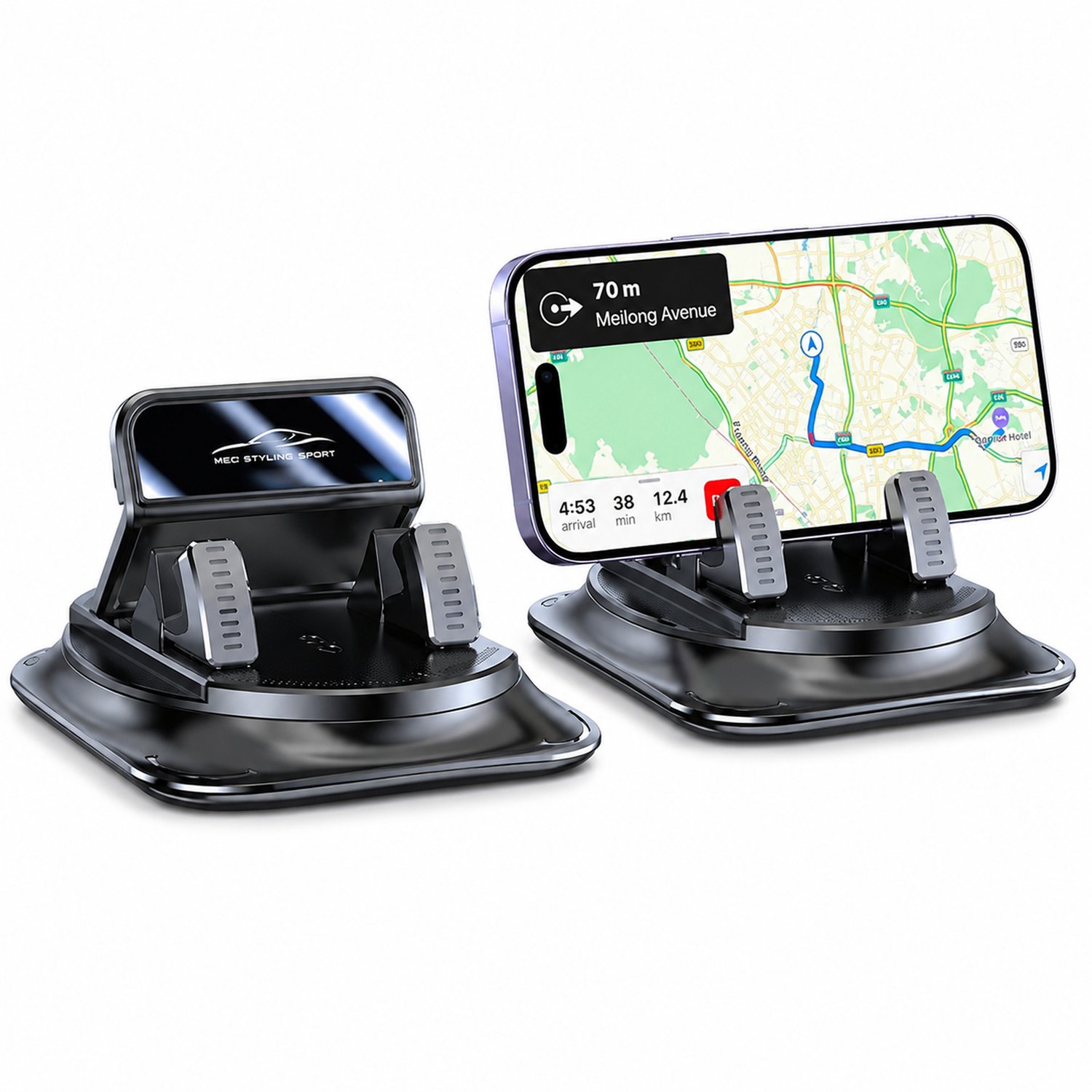 Telefoonhouders auto – multifunctionele telefoonhouder met zelfklevende zuignap voor het dashboard, model 2026, spiegelzwart