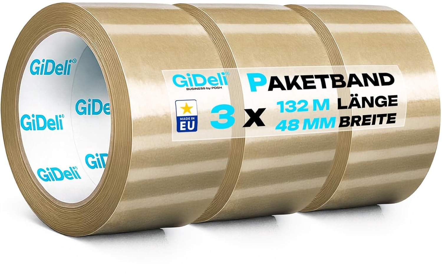 Verpakkingstape 132 m x 48 mm - transparant - sterke hechting - ideaal voor verzending - Vemera