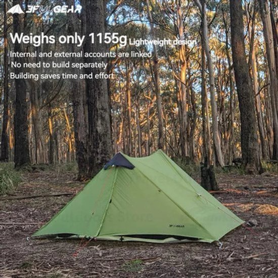 Ultralichte Eenpersoons Tent - Khaki 15D 4seizoen - 1 Persoon - Nylon - Outdoor Kamperen - Piramidetent — afbeelding 3