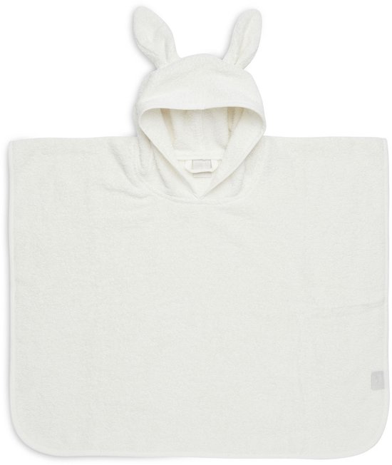 Poncho de bain blanc avec capuche et oreilles de lapin.