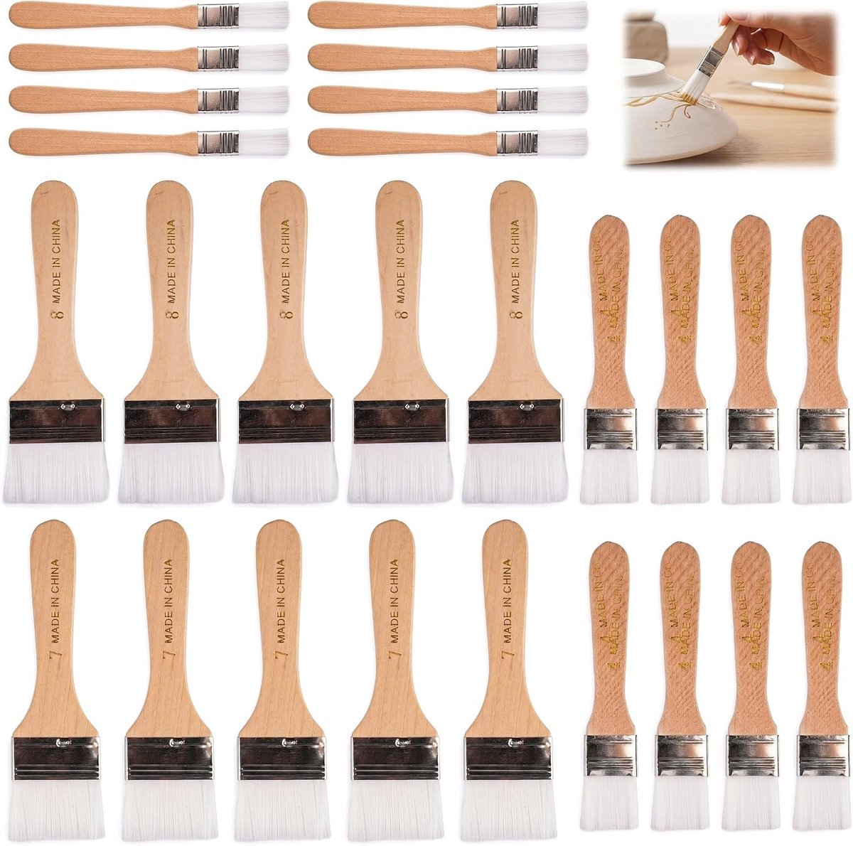 Set van 26 Platte Kwasten voor DIY Kunst, Schilderen en Tekenen - Perfect voor Creatieve Projecten