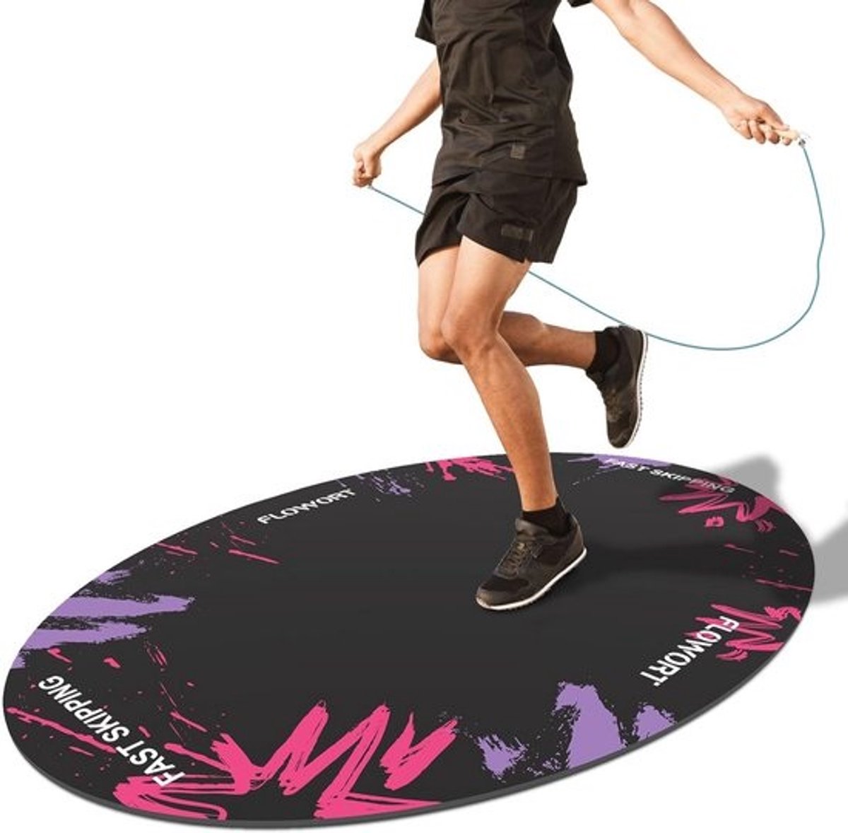 Rubberen Springtouwmat - Schokabsorberend, Antislip, Ovaal Design voor Vloerbescherming en Thuis Workout