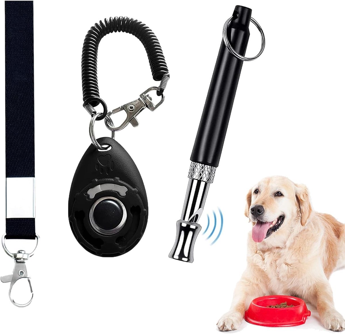 Hondenfluit en Clicker Set voor Effectieve Training, Verstelbare Frequentie voor Puppy’s en Stoppen met Blaffen, Ideaal voor Hondenopvoeding en Herinnering (2 Stuks)