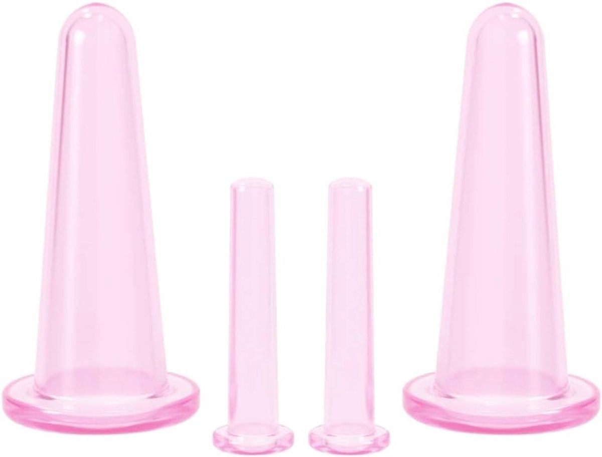 Facial Cupping Set voor Gezicht en Ogen - Silicone Vacuum Massage Cups voor Verbeterde Bloedcirculatie en Huidverjonging - 4 Stuks (2 Grote + 2 Kleine)