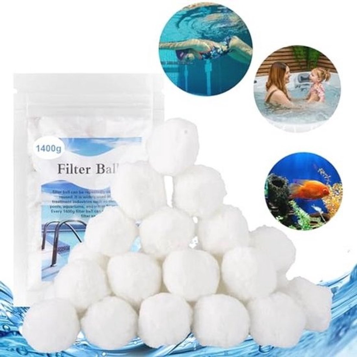 Filterballen voor zandfilterinstallaties - Vervanging voor filterzand - 1400 g Herbruikbare zwembadaccessoires