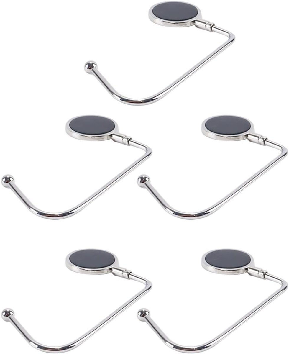 5 stuks tafelhaakjes voor tassen, ophanghaakjes voor opbergzakjes, voor gebruik in restaurants, kantoren en bars (zilver)