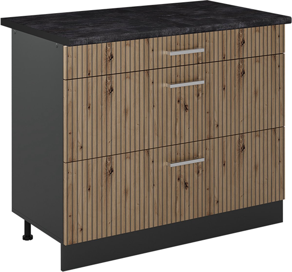 Vicco Keukenonderkast R-Line, Artisanaal eiken/Antraciet, 100 cm antraciet werkblad
