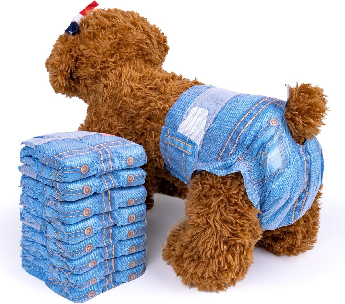 Luiers Vrouwelijk, 48 stuks, Hondenbroekjes voor honden in de loopsheid, Vrouwelijke Hondenluiers, Super Absorberende Denim Jeans, Cowboystijl Puppy Hondenluier, XS, S, M
