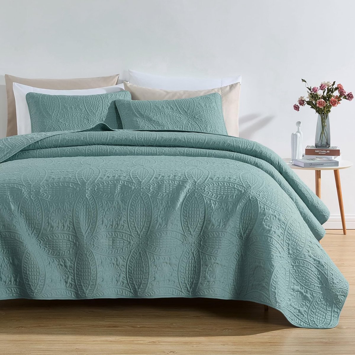 Collection Austin 3-delige oversized sprei sprei set king, spa blauw, 118 bij 106-inch