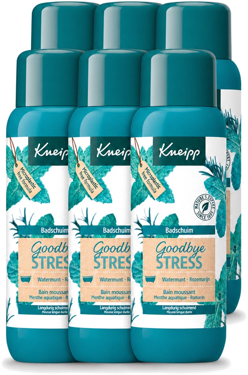 6 x Kneipp - Badschuim - Goodbye Stress - Watermunt & Rozemarijn - 400 ml - Voordeelverpakking - 6 stuks