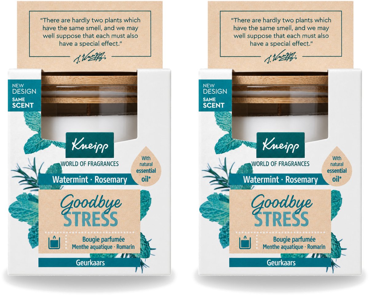 2 x Kneipp - Geurkaars - Goodbye Stress - Watermunt & Rozemarijn - 20 branduren - Voordeelverpakking - 2 stuks