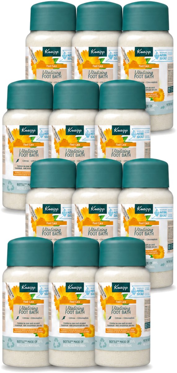 12 x Kneipp - Voetbadzout - Vitalizing - Citrusgeur - 600 g - Voordeelverpakking - 12 stuks