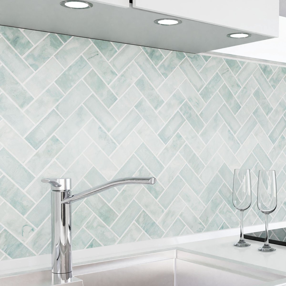 Keuken achterwand zelfklevend - Spatscherm keuken - Spatwand fornuis - Muurbeschermer - Verstevigde PET folie - 0,4 mm - Mat - Visgraat - 340 cm x 80 cm