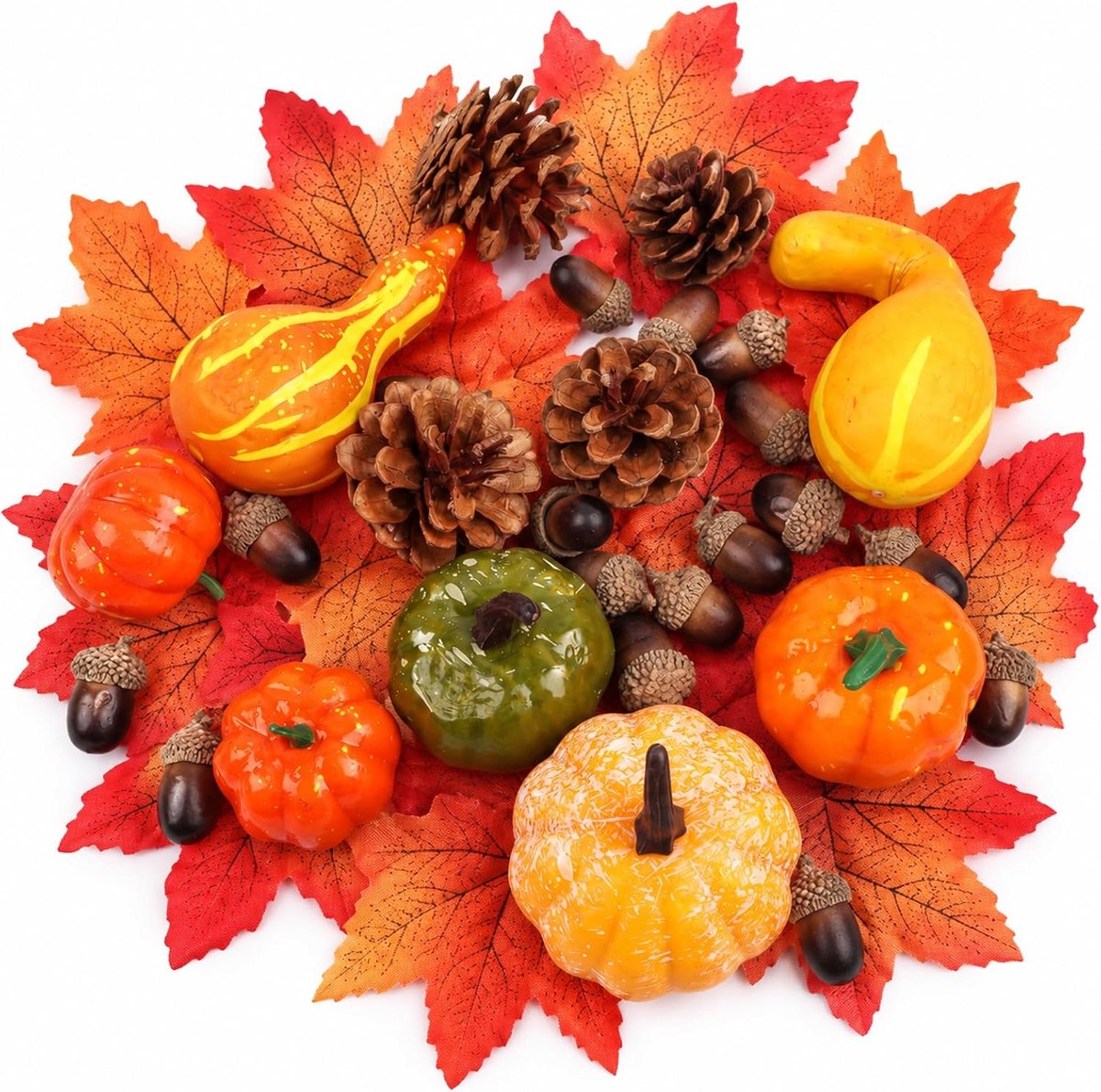 128 stuks kunstpompoenen decoratieset voor Halloween Thanksgiving