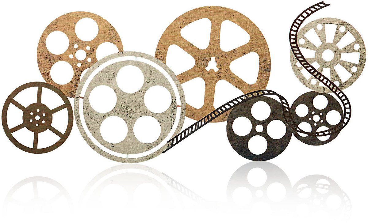 Metalen filmhaspel muurkunst 28 x 20 cm - abstracte decoratie - antieke bioscoopstijl - perfecte cadeaukeuze - ShopVlot
