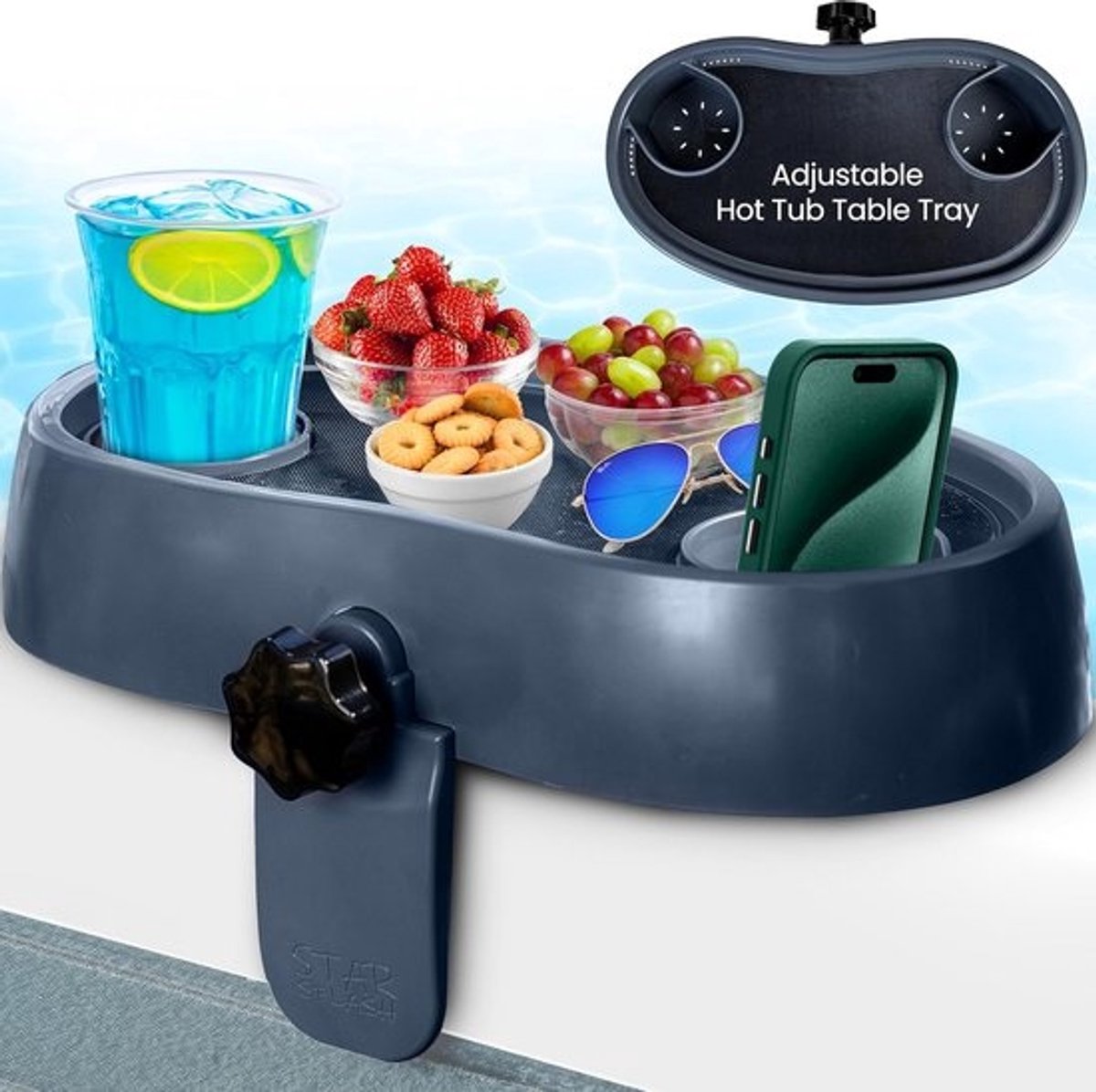 Verstelbare Hot Tub Bijzettafel met Bekerhouders - Antislip Spa Tafel voor Buiten en Patio