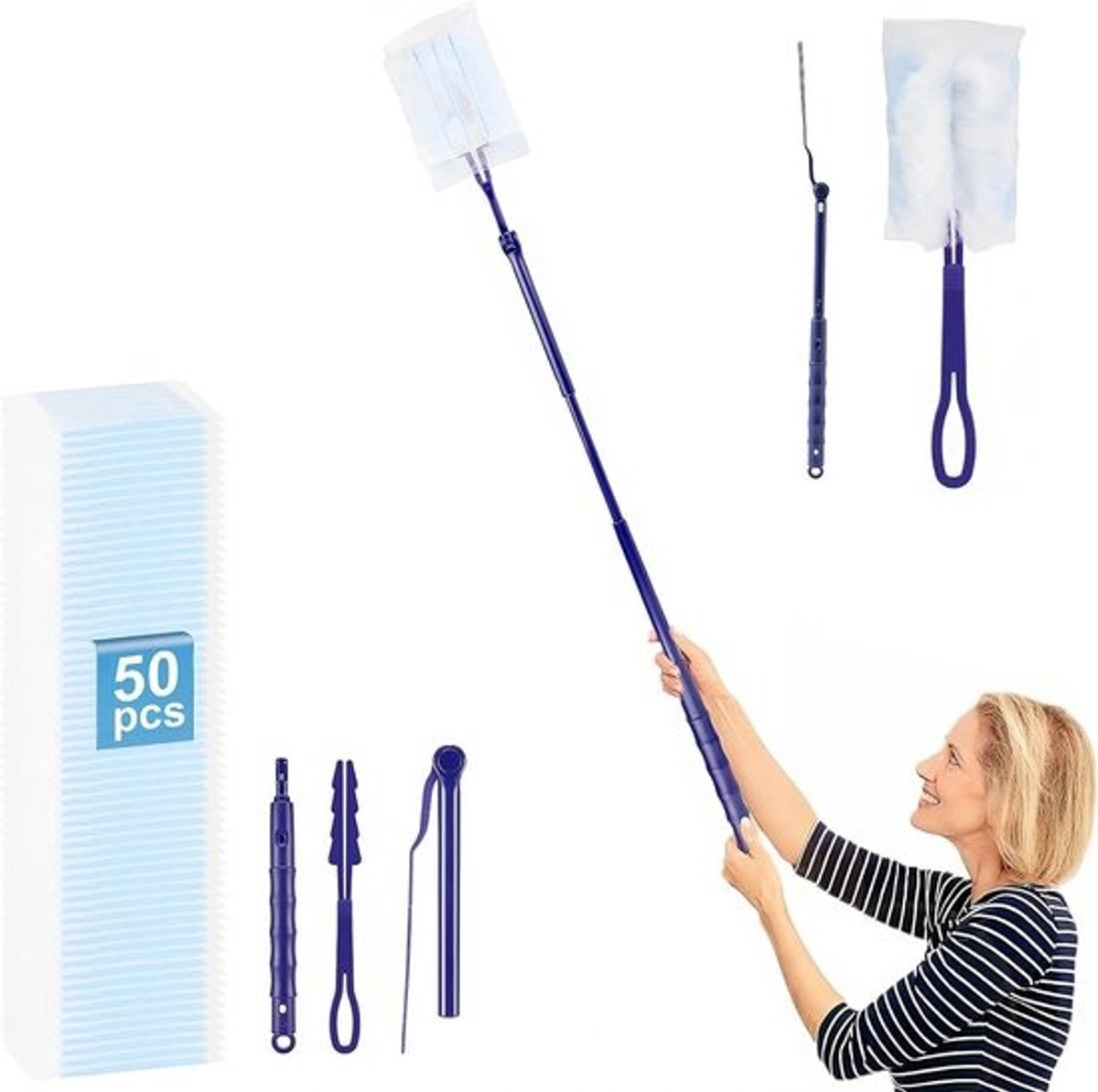 50 Stuks Stofvangers met Telescoop- en Klapsteel - Effectieve Stof- en Haarverwijdering