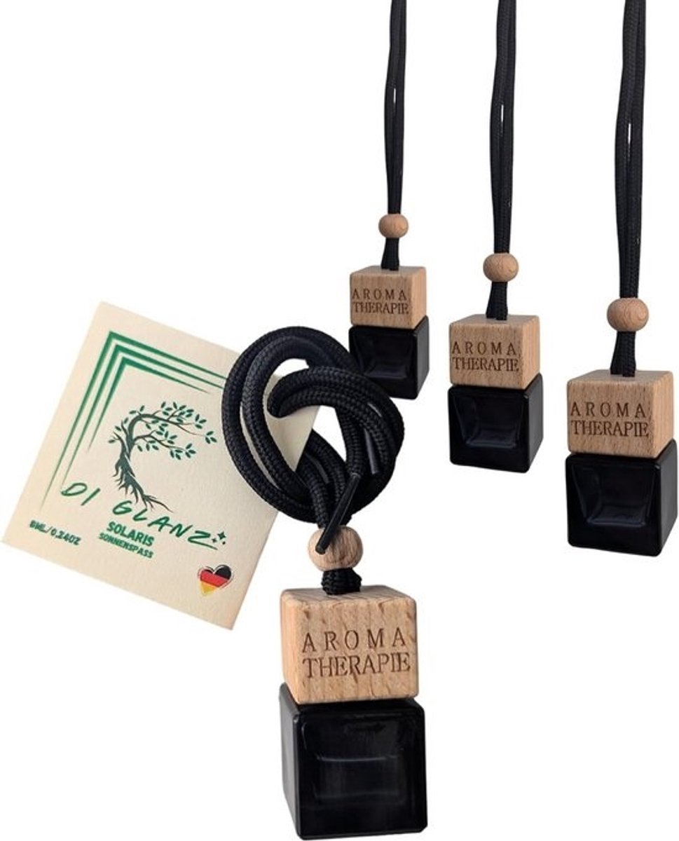 4 Stuks Auto Luchtverfrisser Set - 8ml Glazen Flesjes met Zomerse Geur & Houten Sluiting