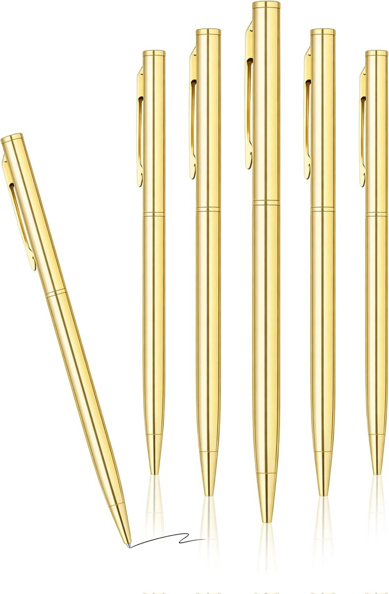 Balpennen goud gelpen, 1 mm zwarte inkt, uitdraaibare vulling, geschikt voor school, bruiloften, kantoor en dagelijks schrijven