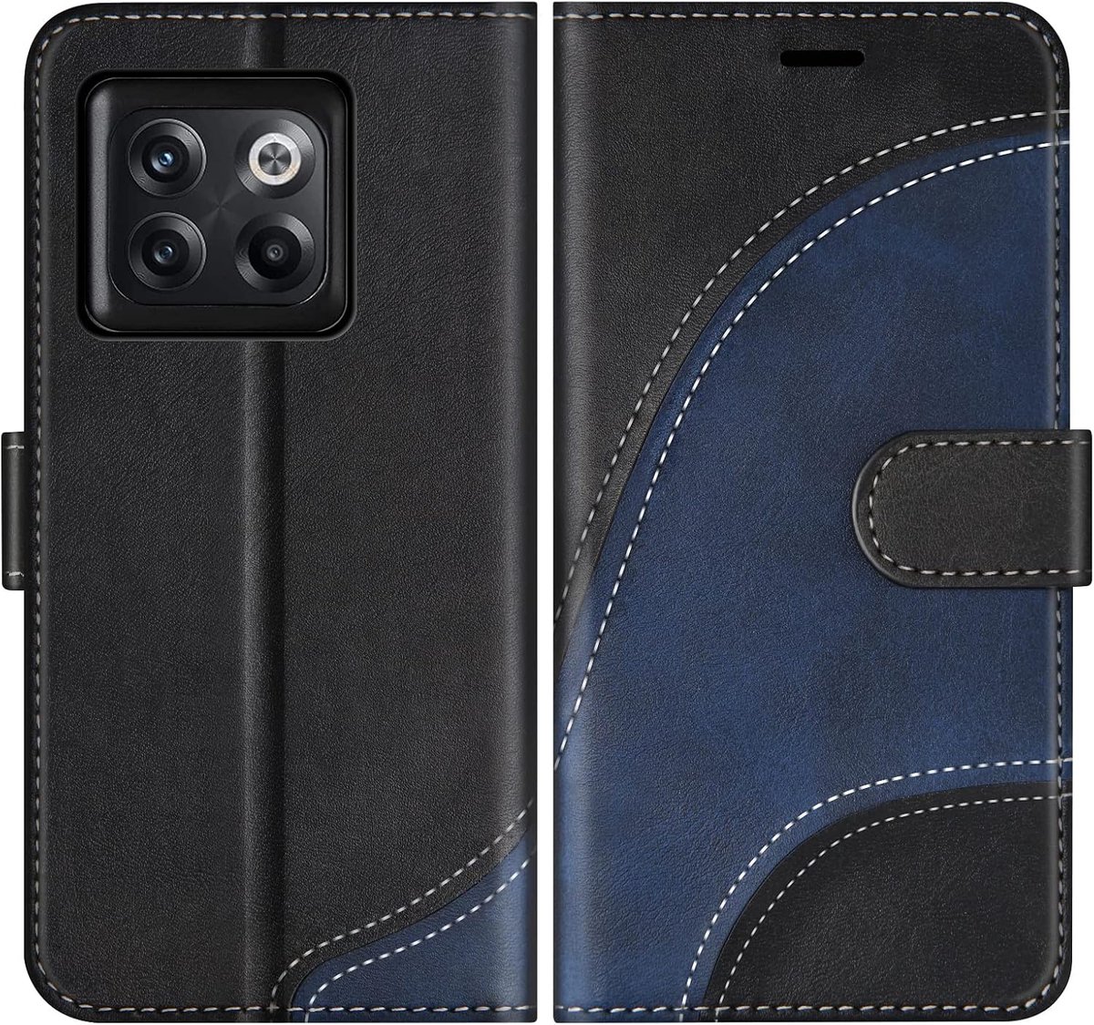 Hoesje voor OnePlus 10T 5G, PU Lederen Bookcase Portemonnee Beschermhoes Telefoonhoesjes, Flip Case Beschermhoesje voor OnePlus 10T 5G, Zwart