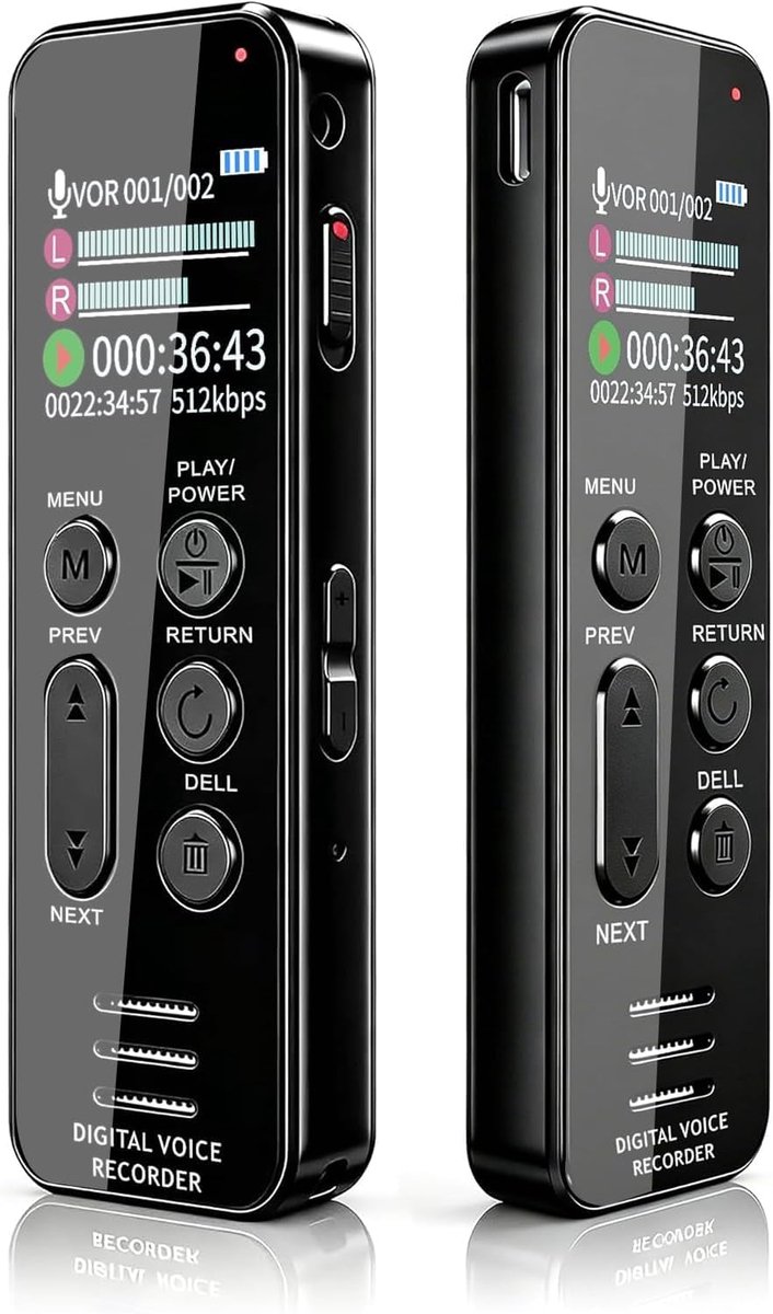 32 GB Digitale Stemrecorder met HD-audio-opname A-B herhaalfunctie slimme spraakherkenning en wachtwoordvergrendeling voor interviews vergaderingen lezingen