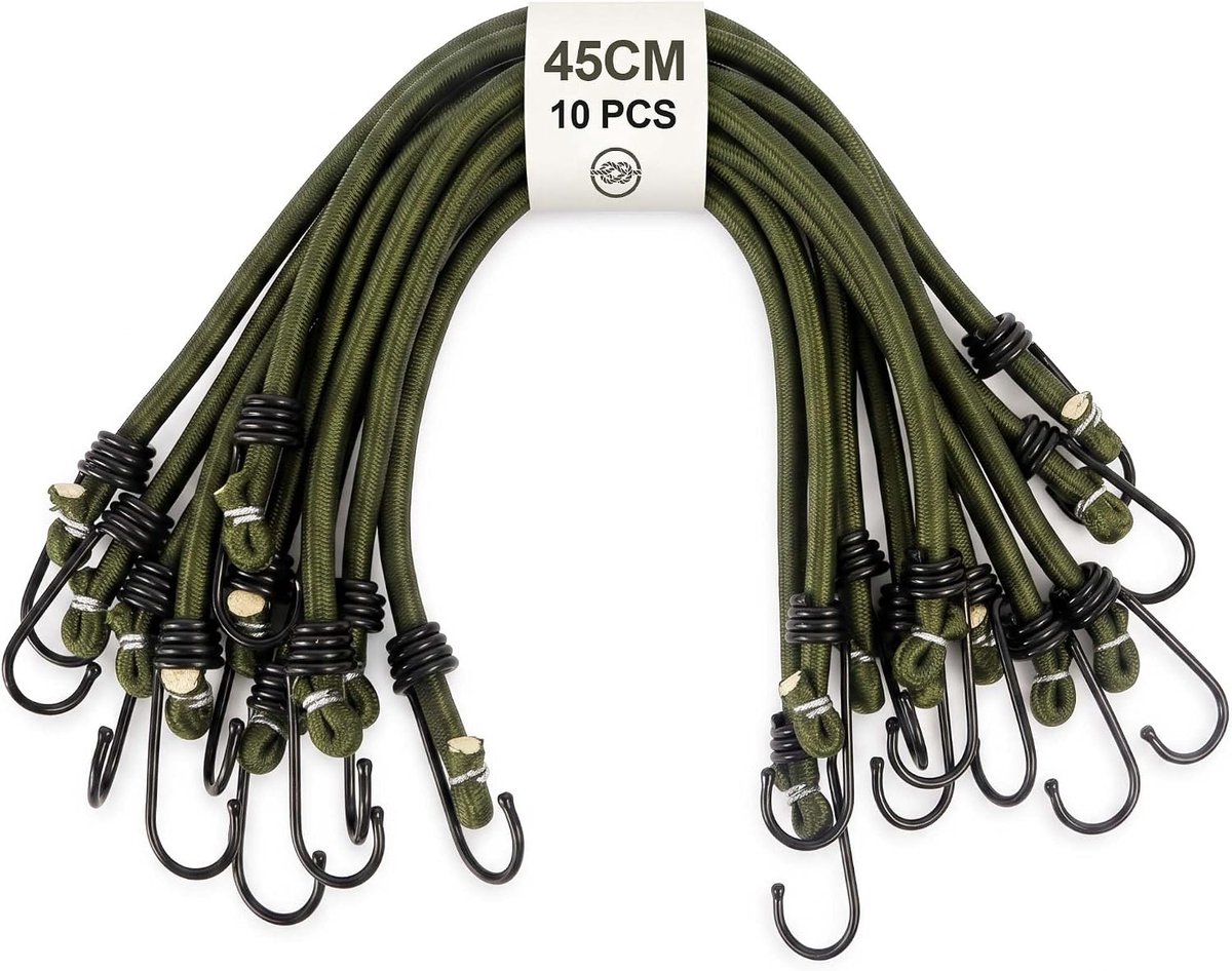 10 stuks spanbanden met haken, 45 cm