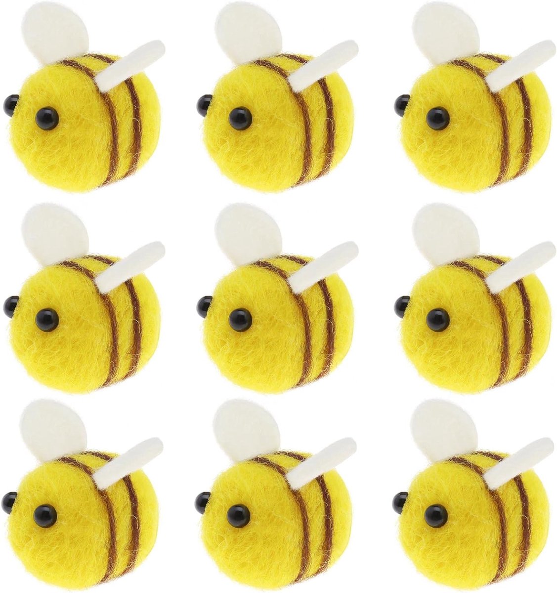 20PCS Wool Felt Bumble Bee Craft Balls Cute Small Honey Bee Decoration Bee Embellishment Bee Craft Supplies for Hairpin Sweater Hat Shoe Costume Accessories