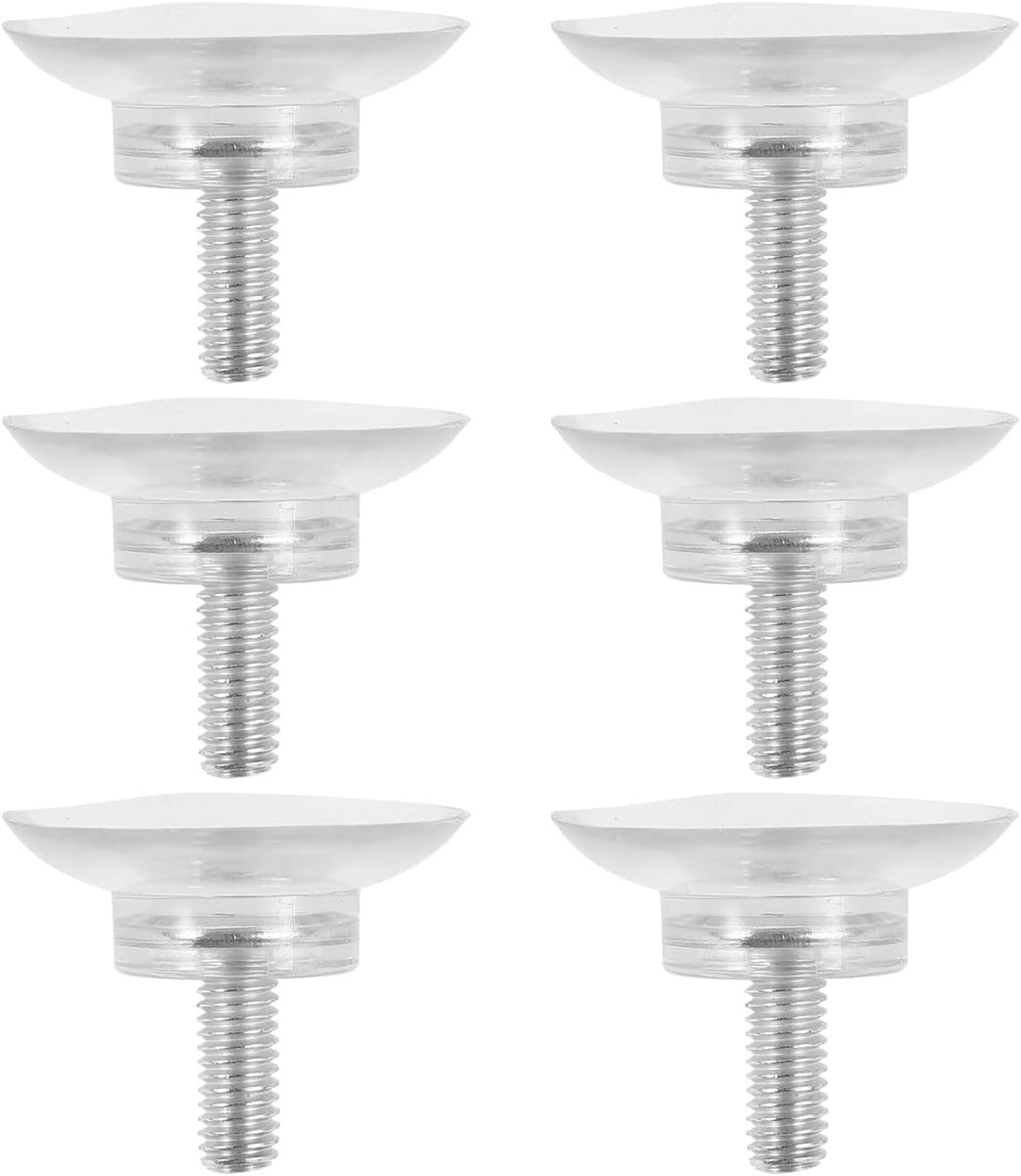 Zuignappen M6 met schroefdraad, 3,5 cm, transparant, 6 stuks, krachtige zuignaphouders voor glas, tegels en roestvrij staal, stabiele bevestiging voor badkamer, keuken en ramen