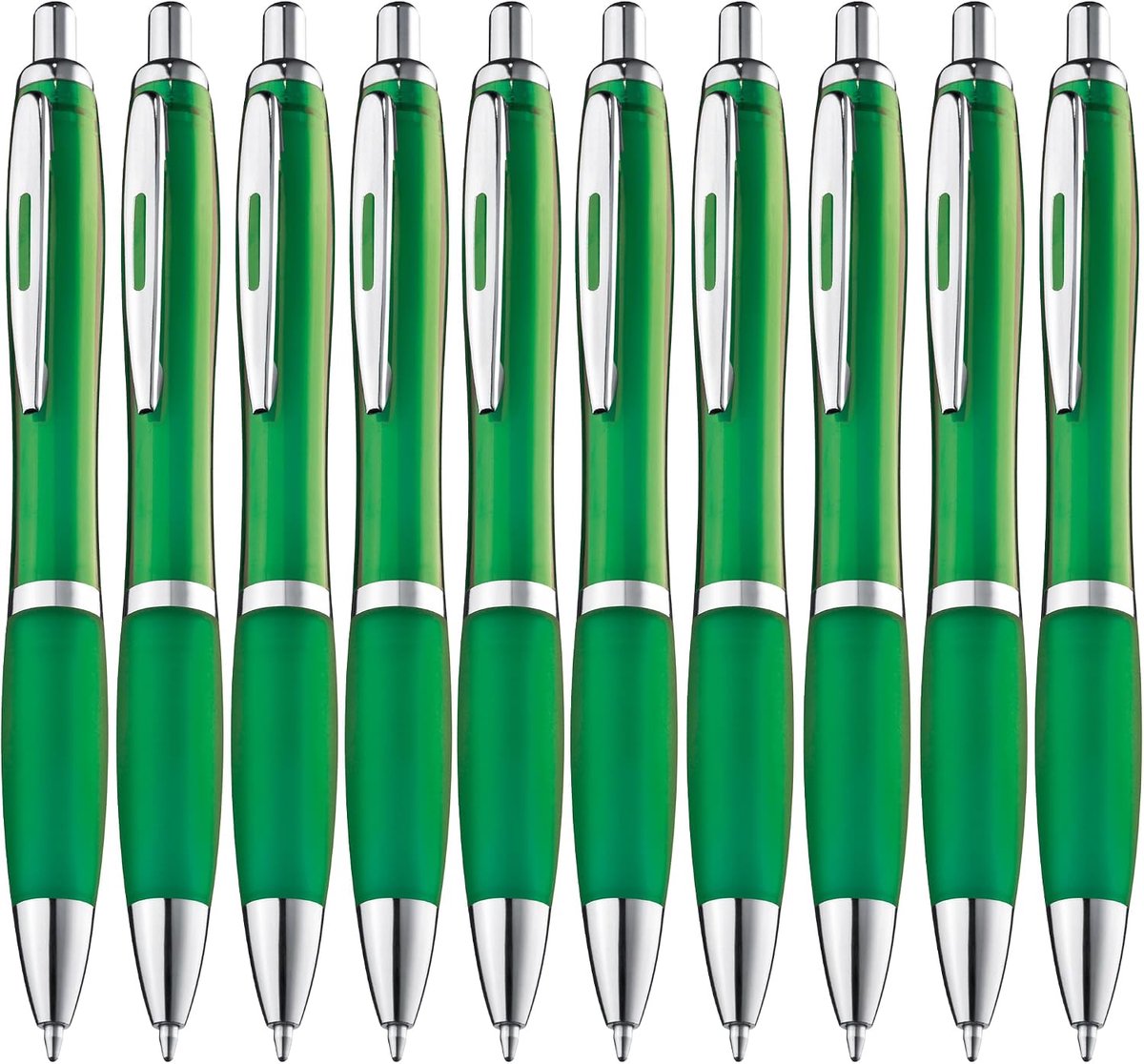 Balpen, 10 stuks, premium set, antislip pen voor eenvoudig en zacht schrijven, blauwschrijvende balpen, groen