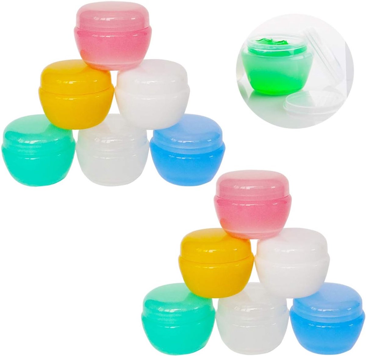 12 stuks 30 gram 30 ml blikjes leeg met deksel transparante cosmeticacontainer plastic pot voor crème, lippenbalsem en lotion, oogschaduw, flessenhouder met mini spatulas labels