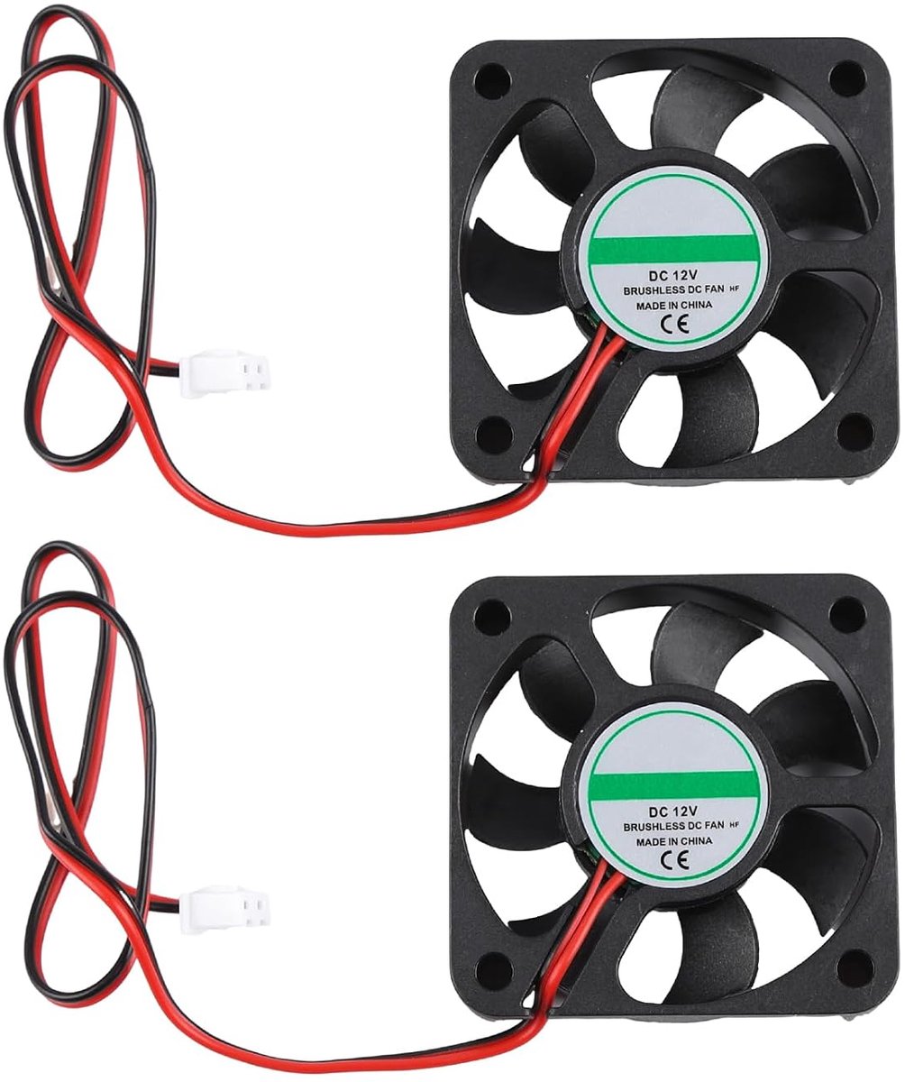 2 stuks 50 x 50 x 10 mm DC 12 V mini-ventilator, 5010 50 mm 12 V 15 DBA stille ventilator