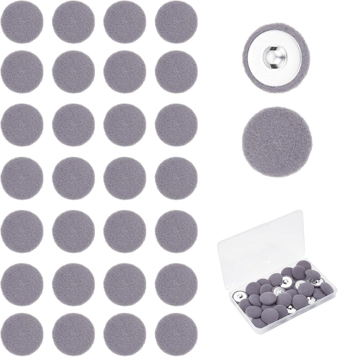 Knopen met metalen schacht, grijze ronde knopen 30 mm, kledingaccessoires voor bruidsjurken, jurken, blouses, jassen, smoking truien