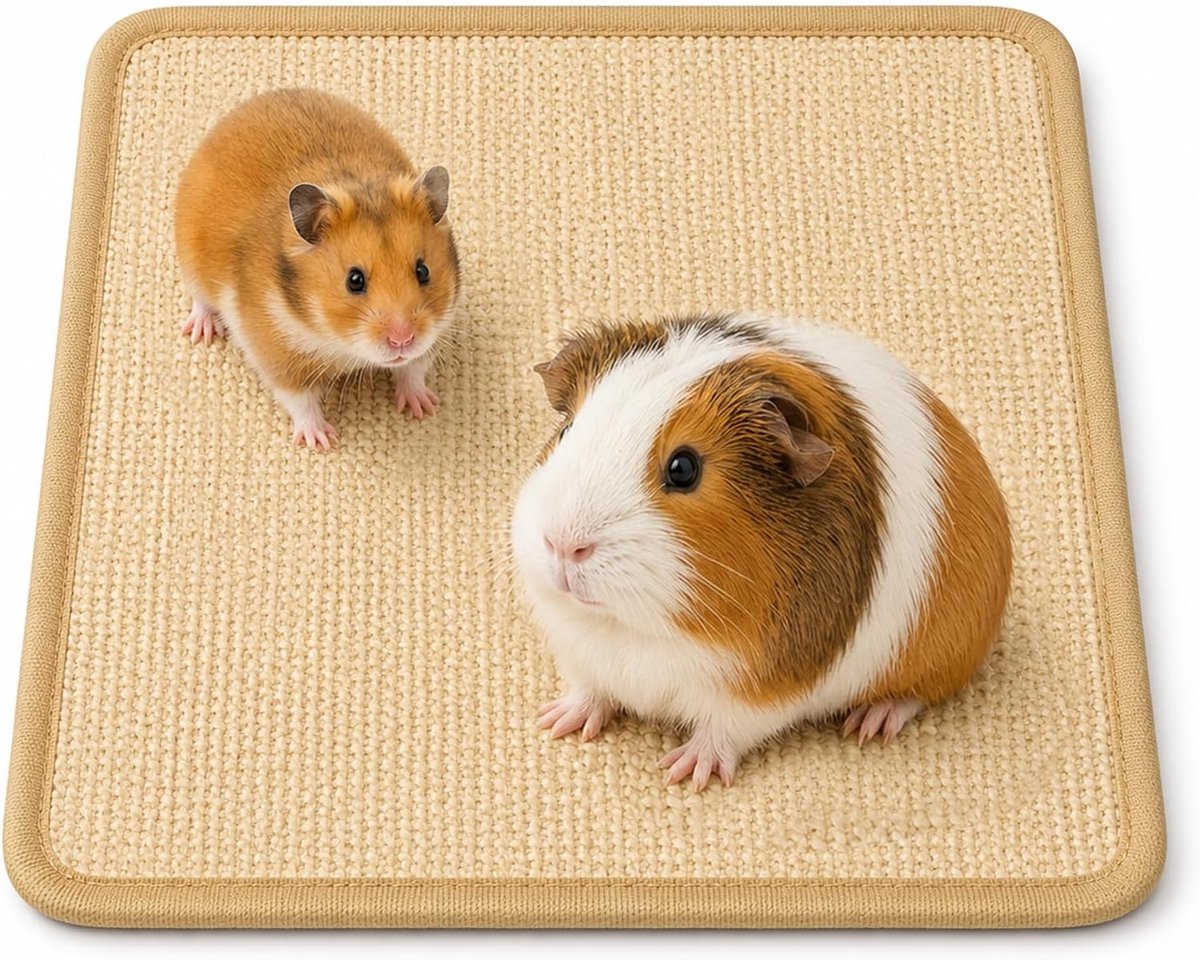 1 sisalmat voor kleine dieren, 25 x 25 cm, konijnenaccessoires, cavia-accessoires, krab- en knabbelmat voor hamsters, chinchilla's en dwergkonijnen