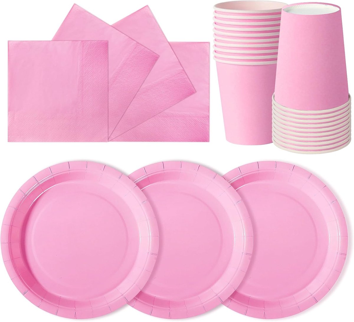 Borden set servies benodigdheden - 24 stuks borden, kopjes en servetten voor kinderen, verjaardagsdecoraties, doop, bruiloft, douche