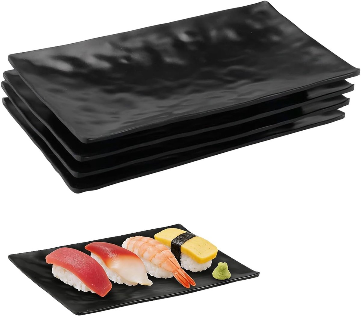 Borden, matzwart, snackborden voor sushi, servies voor vlees, voor sushis, snacks, salade, antipasti en accompagnements (model B)