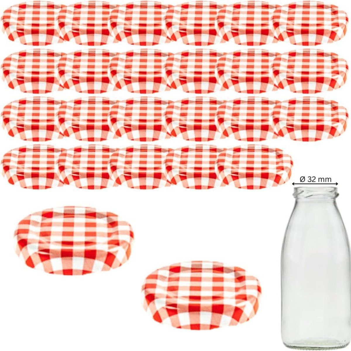 Deksels TO43 4,5 cm voor glazen flessen Twist-Off reservedeksel schroefdeksel voor melkflessen en sapflessen kleur rood wit geruit