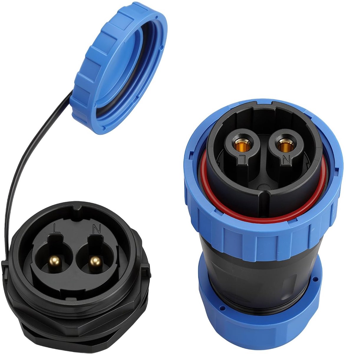2-pins zware ronde connector, IP68 waterdichte mannelijke vrouwelijke luchtvaartstekker, industriële kwaliteit voor automotive marine outdoor bedradingsprojecten