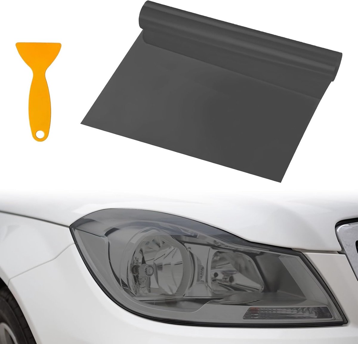 Tintfolie voor auto, koplampfolie, achterlichtfolie, zelfklevende autofolie, beschermfolie, vinylfolie, getinte folie voor koplampen, verduisteringsfolie voor achterlichten (lichtzwart)