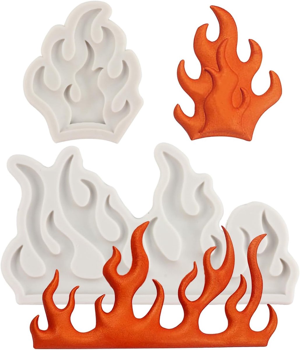 Fondant Vormen Vuur Taartdecoratie Siliconen Vorm voor Suiker Ambachten Taartdecoratie Cupcake Polymeer Klei Snoep Chocolade Kauwgom Pasta Set van 2